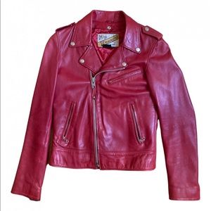 Red Schott Perfecto Leather Jacket Size Medium
